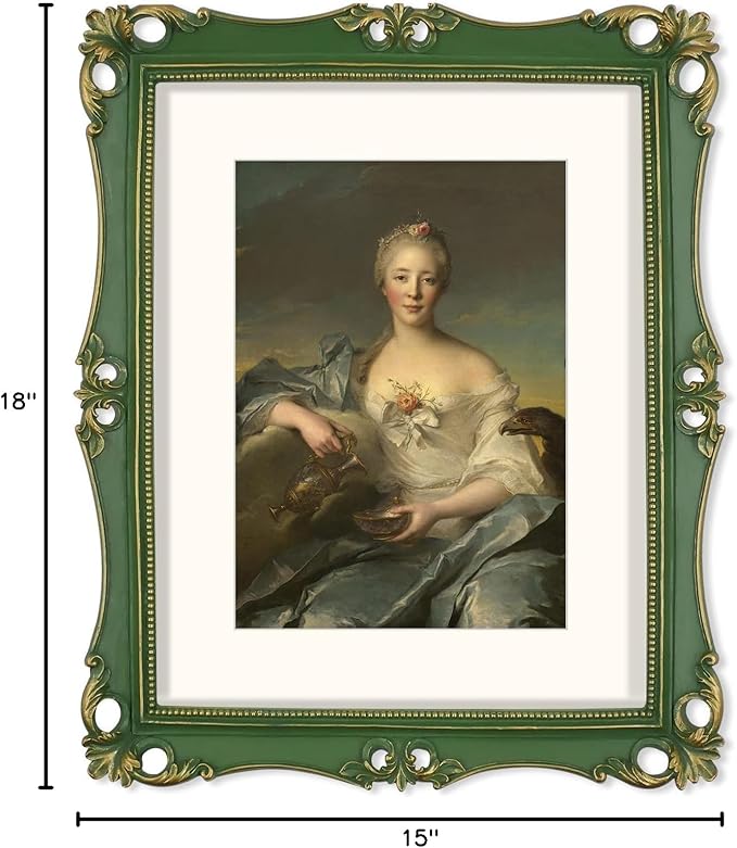 SIMON'S SHOP 11x14 Picture Frame in Moss Green with Gold Accents, Vintage Picture Frames 11x14 with Mat for 8x10 Image, Gallery Wall and Tabletop Display Poster Frame