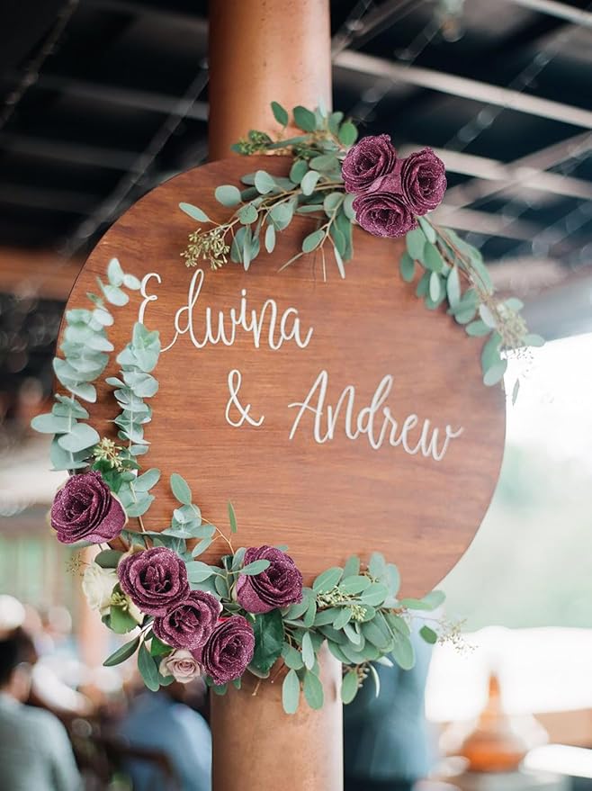 Glitter Roses Bouquet,30PCS Rose Gold Flowers Artificial Roses with Stems for Wedding Bouquet Party Christmas Home Decor(Rose Gold)