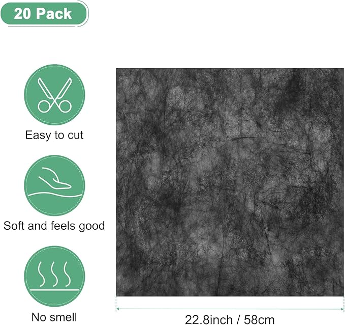 M METERXITY 20-Sheet Korean Cotton Wrapping Flower Paper, Waterproof Floral Wrapping Cotton Paper for Bouquets/Gift Packaging [Black]
