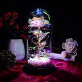 QUELIEN Christmas Rose Flower Gifts for her,Artificial Flower Lasts in A Glass Dome, Unique Gifts is for Mothers Day,Christmas,Anniversary(Color)