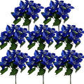 8 Pack 5 Heads Christmas Artificial Poinsettia Flowers Faux Poinsettia Bush Bouquets Silk Poinsettia Christmas Tree Ornaments Poinsettia Flower Arrangement for Home Decor