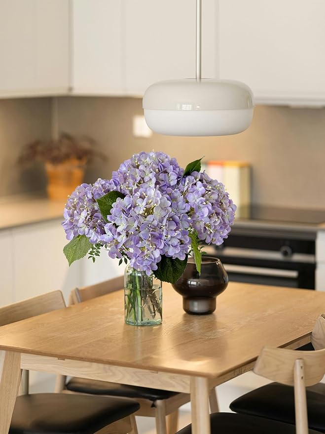 4 Pcs 20'' Real Touch Hydrangeas Artificial Hydrangeas Flowers Light Purple Faux Latex Lifelike Hydrangea for Kitchen Living Room Porch Home Decor Baby Shower Party Wedding Table Centerpiece