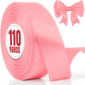 XSEINO 110 Yards Ribbon,1 1/2 Inch Pink Satin Ribbon for Flower Bouquet, Gift Wrapping, Ribbons for Crafts, Hair Bows Making, Wedding Party Decoration, Sewing, Invitation Cards, Christmas, Wreath