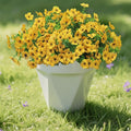 12 Bundles Artificial Flowers for Outdoor, UV Resistant Faux Mums with Eucalyptus Leaves Fake Plants for Outdoor Planters Greenery Boxwood Porch Patio Decoration