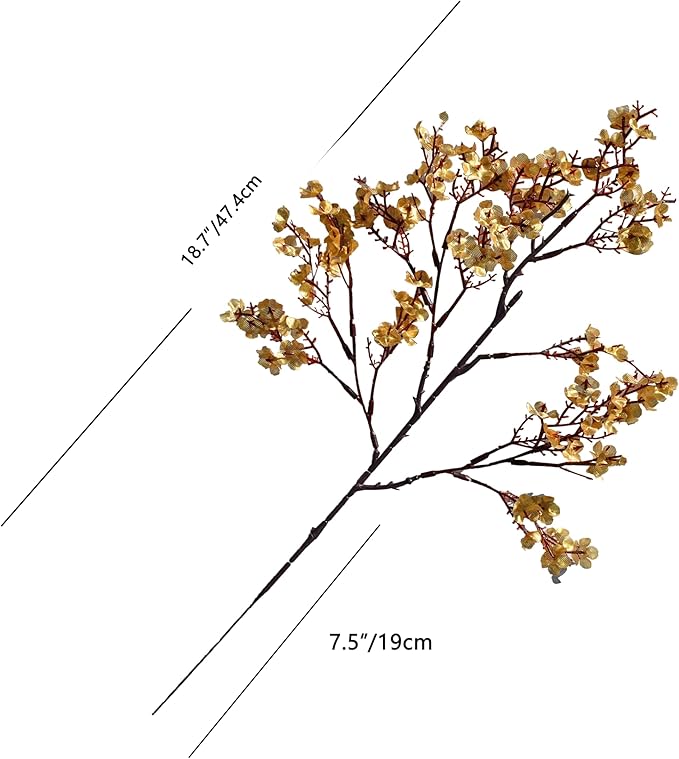 Mandy's Gold Artificial Baby’s Breath European Flowers 6 Bundles Silk Gypsophila with Bendable Stems for Fall Thanksgiving & Christmas Centerpiece Wedding Decor and Table Arrangements
