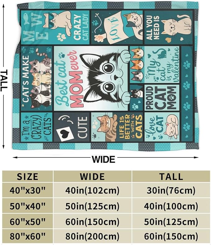 Cat Blanket Cute Cat Throw Blanket Kitten Soft Cozy Fleece Fuzzy Stuffed Plush Flannel Gifts for Girls Women Boys Kids Adults 50"X60"