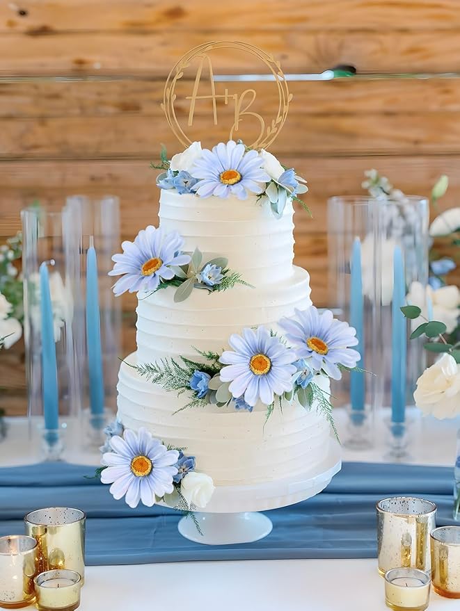 Light Blue 6Pcs Artificial Daisy Flowers 36 Heads 29.52” Long Stem Fake Wild Flowers for Room Home Decor Bath Party Wedding Garden Tall Vase Arrangement(Light Blue)