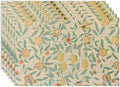 Vintage Floral Placemats Set of 6, William Morris Retro Fruit Boho Botanical Plant Place Mats, Heat Resistant Non Slip Cotton Linen Dining Table Mats for Home Kitchen Party 18x12 Inch