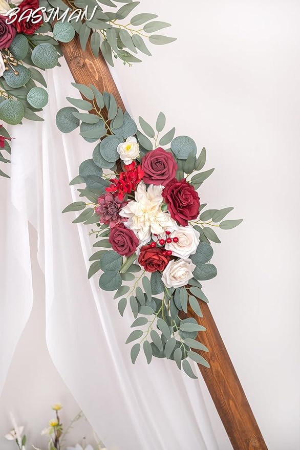 Arch Flowers with Drapes Kit (Pack of 3) for Wedding Ceremony Arbor and Reception Backdrop Decoration Wedding Welcome Signs Floral Birthday Party Decoration