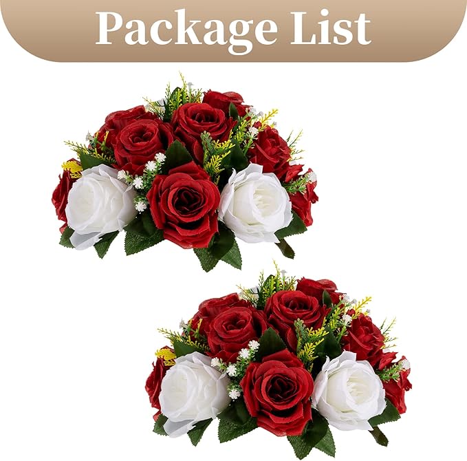 Sziqiqi Red Fake Flowers for Wedding Centerpiece Kissing Flower Balls for Tables Flower Centerpieces Arrangement for Party Road Lead