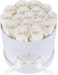 17 Flowers in a Luxury Suede Box, Birthday Gifts for Women, Preserved Flowers, Mothers Day Roses Gift for Mom, White