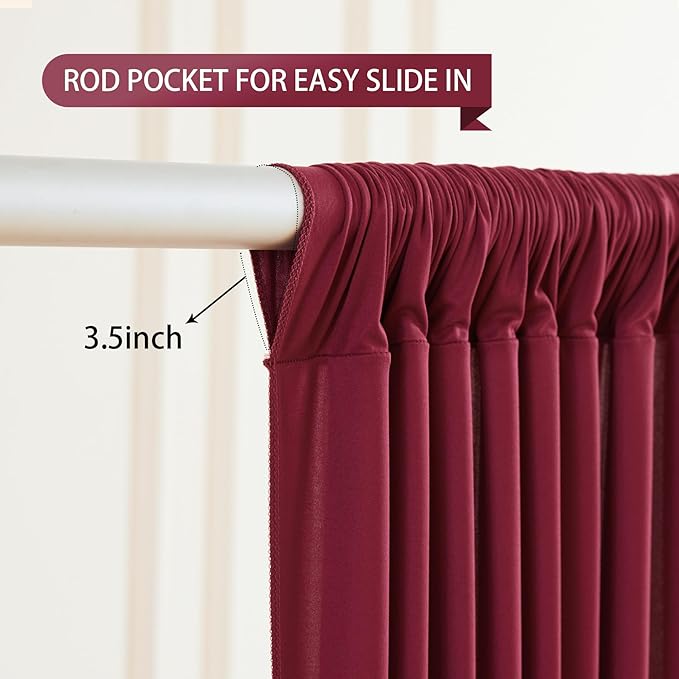 Burgundy Backdrop Curtain 2 Panels-Wrinkle-Free Champagne Curtains Polyester Photography Drapes for Baby Shower Birthday Party Photo Background Backdrop Stand- 8 X10FT (Burgundy)