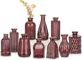 Glass Bud Vases Set of 10, Wine Red Small Flower Vase in Bulk for Centerpieces, Mini Vintage Vases for Rustic Wedding Vintage Home Table Decor