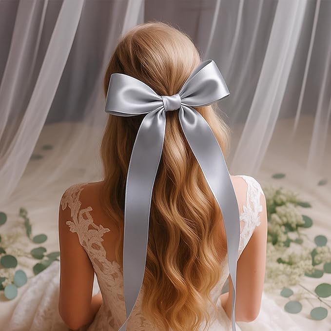 Fullive 1 1/2 Inch Ribbons for Crafts, 30 Yards Gray Ribbon for Gift Wrapping, Polyester Solid Satin Ribbon for Flower Bouquet for Birthday Holiday Decorations DIY Hair Bows Floral Arrangements