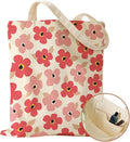 Aesthetic Canvas Tote Bag with Inner Pocket for Women, Cloth Cotton Totes Bag with Pattern for Shopping, Gym