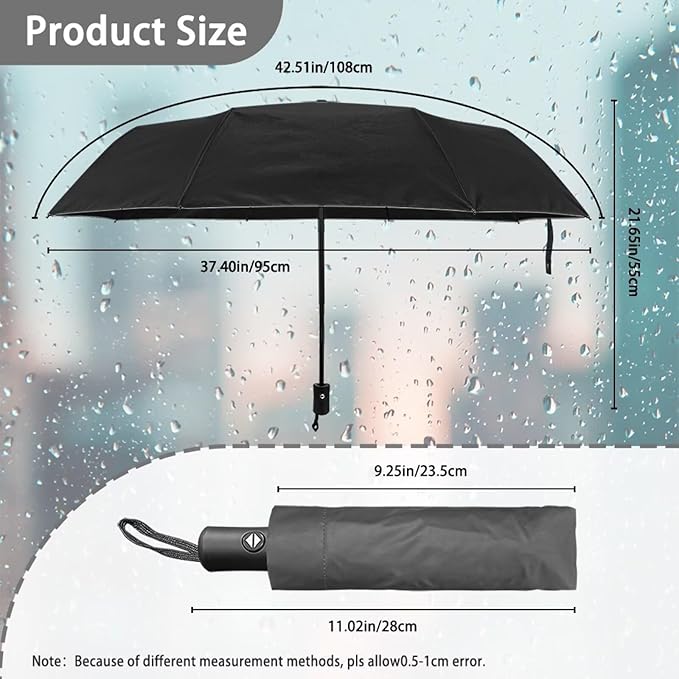 Umbrellas for Rain Lightweight Travel Umbrella 42" Canopy UV Protection Sun Umbrella Windproof Compact Umbrellas