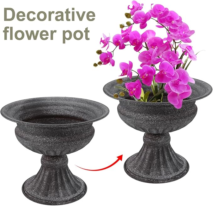 Generic Pedestal Vase Vintage Iron Planter - Flower Arrangement Pot Urn Vase for Farmhouse Table Centerpiece Christmas Anniversary Party