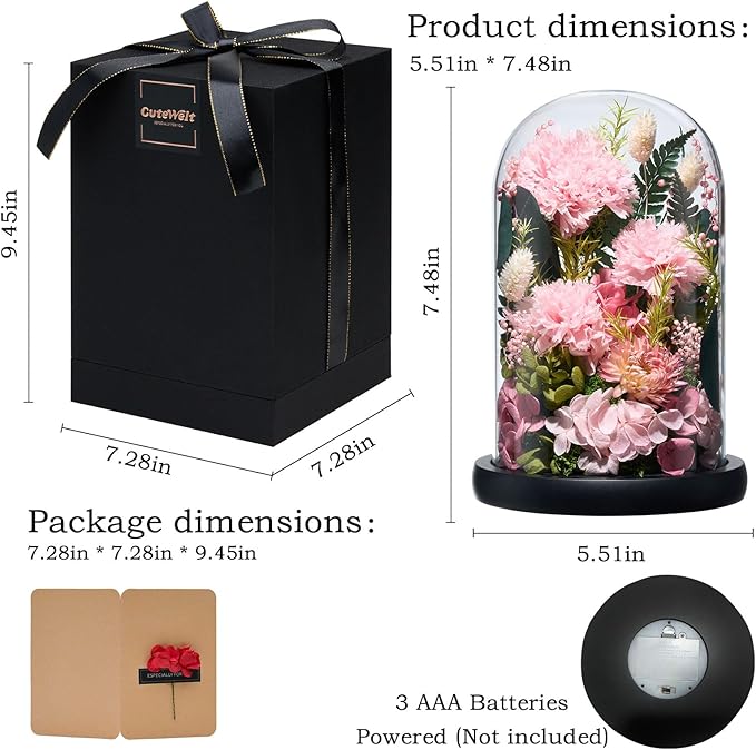 Preserved Roses,Forever Fresh Flowers 7.48in,Gift for Women,Mom,Grandma,Wife,Girlfriend,Sister,and Daughter Perfect for Birthday,Mother’s Day,Valentine’s Day (Thankful Pink3)