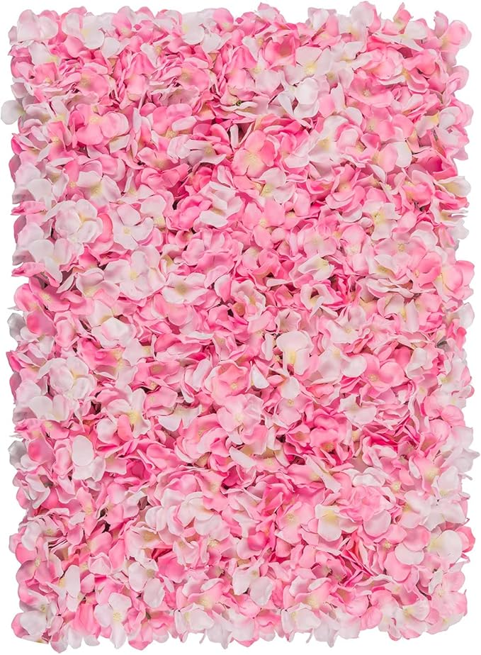 Flower Wall Panel Set, U'Artliens Artificial Wall Flower Backdrop 24x16 Inch 3D Silk Hydrangea Rose Floral Panel for Photo Background Home Party Wedding Backdrop Decoration(12pcs,Pink)