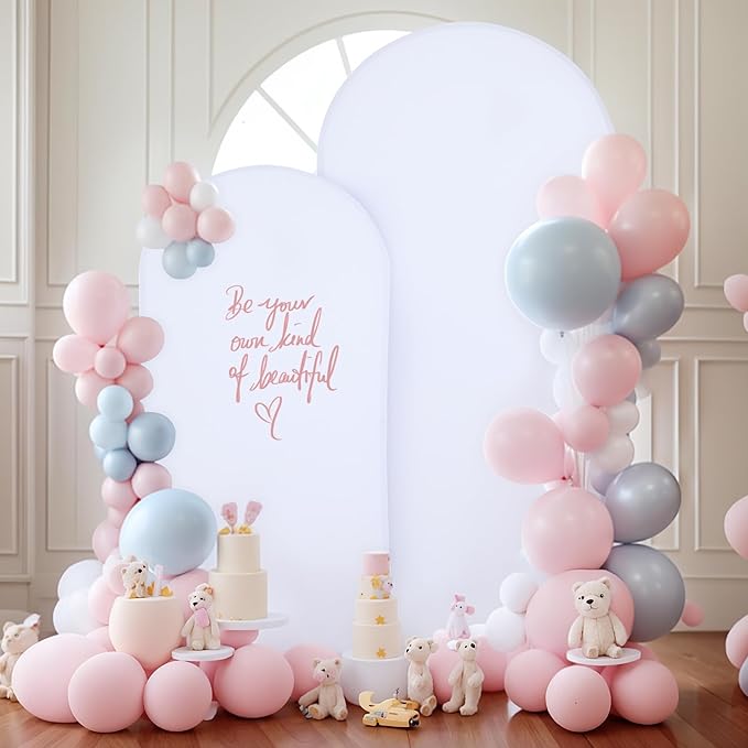 White Arch Backdrop Covers - 6.6FT, 5FT Spandex Fitted Wedding Arch Stand Covers Round Top Chiara Stretchy Arch Backdrop Cover for Wedding Birthday Party Decoration