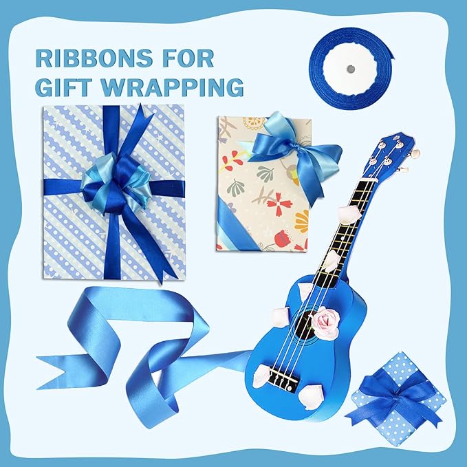 150 Yards Blue Satin Ribbon 1-1/2 Inch 6 Rolls Assortment Ribbons for Crafts Gift Wrapping Flower Bouquet Wedding Invitations Birthday Party Festival Decoration Hair Bows