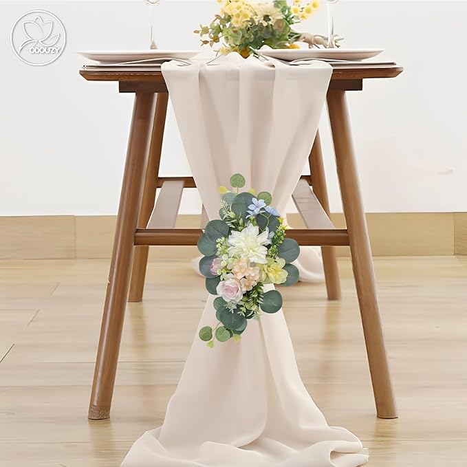 Artificial Wedding Arch Flowers for Wedding Sign,Set of 2 for Wedding Welcome Ceremony Sign,Faux Floral Swags,Wedding, Banquet and Reception Backdrop Floral Decoration (Green)
