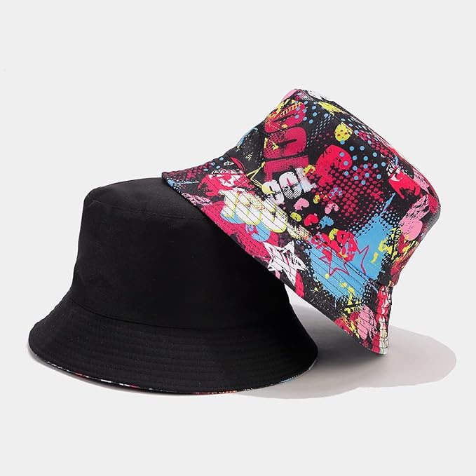 Quanhaigou Bucket Hat for Men Women,Packable Reversible Printed Sun Hats,Fisherman Outdoor Summer Travel Hiking Beach Caps