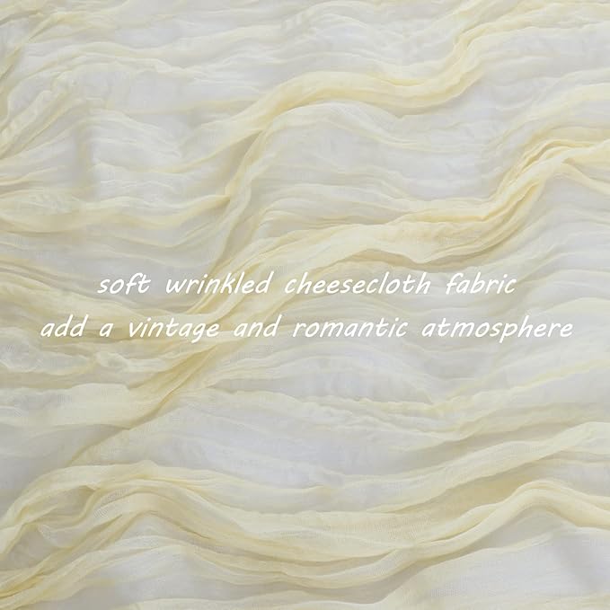 Fivenl 12 Pack Cheesecloth Table Runner 35x72 Inch Boho Gauze Table Runner Rustic Cheese Cloth Long Table Runner Romantic Table Runner for Wedding Bridal Shower Birthday Party Table Decor (Beige)