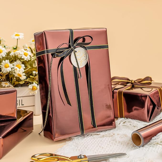 Merture Coffee Brown Wrapping Paper Roll - 17 In X 32.8 Ft(46.5 sq.ft.) Chocolate Brown Gift Wrap with Cutting Lines for Christmas, Wedding, Birthday, Valentines Day, Mothers Day, Fathers Day