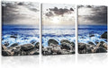 SERIMINO Beach Canvas Wall Art for Living Room, Blue Coastal Wall Decor for Bedroom, Seaside Pictures for Bathroom Wall Decoration, Ocean Painting Set for Office, Home Decor 12"X16"