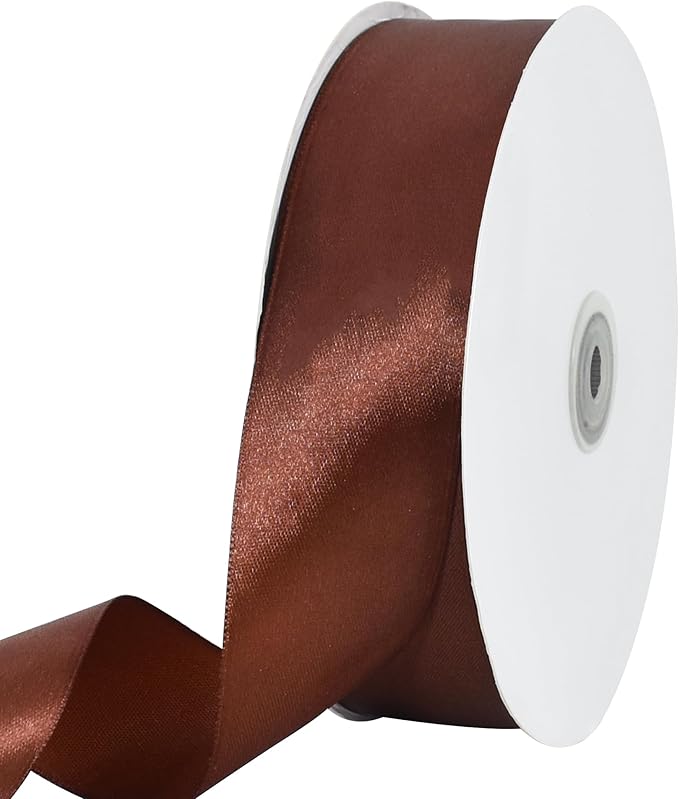 TONIFUL 1-1/2 Inch (40mm) x 100 Yards Coffee Brown Wide Satin Ribbon Solid Fabric Ribbon for Gift Wrapping Chair Sash Valentine's Day Wedding Birthday Party Decoration Hair Floral Craft Sewing