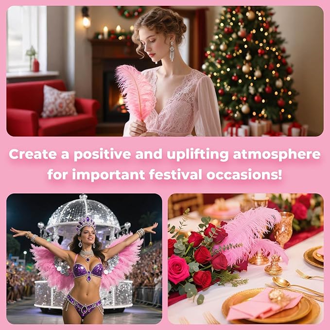 Piokio 20 pcs Pink Ostrich Feathers Plumes 8-10 inch(20-25 cm) Bulk for DIY Handmade Artwork and DIY Clothes, Feather Pens, Dream Catcher, Table Decoration.