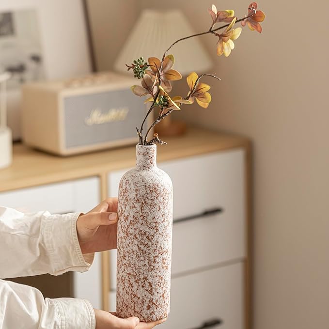 Modern Ceramic Vase Set, Neutral Colors, Decorative Vases for Home Decor, 4 Piece Collection (Stone)