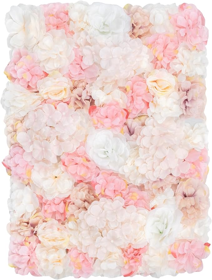 Flower Wall Panels 12pcs 24x15 Inch Artificial Wall Flower Backdrop for Wedding Party Baby Bridal Decor, Hanging Fake Silk Flower Backdrop Wall Decor (12pcs)