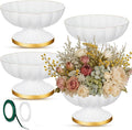 4 Pcs Metal Compote Bowl for Centerpiece Flower Holder Small Compote Vase Indoor Outdoor Flowers Fruits Plant for Christmas Wedding Home Party Decoration (Medium,White)