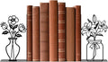 Metal Flower Book Ends Flower Vase Bookends Decorative Book Ends for Shelves Bookshelf Home Office Desk Bookshelf Decor Gift for Reading Enthusiasts