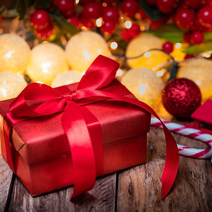 Double Face Red Satin Ribbon 1-1/2 inch X 50 Yards Polyester Red Ribbon for Gift Wrapping Very Suitable for Weddings Party Hair Bow Invitation Decorations and More