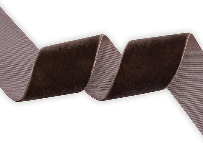 Nylon Velvet Ribbon Single Faced,1 1/2 Inch X 25Yards Spool (Brown)