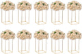 Nuptio Gold Vase for Wedding Centerpieces with Acrylic Panel - 10 Pcs 15¾ inch Tall Vases for Centerpieces for Wedding Gold Vases for Flowers Wedding Tables Home Party Centerpiece Table Decorations