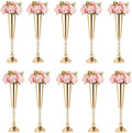 Trumpet Vases for Centerpieces, 10 Pcs Tall Tabletop Vases for Wedding Centerpieces Table Decorations, Road Lead for Wedding Party Dinner Centerpiece for Anniversary Ceremony Party Event Decor(10 Pcs)
