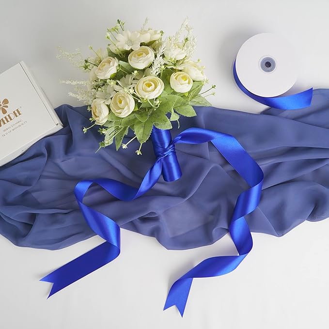 MEEDEE Royal Satin Ribbon 1-1/2 Inch Royal Blue Ribbon Lux Double Faced Satin Ribbons by 50 Yards Polyester Satin Ribbons for Crafts, Weddings, Flower Bouquet, Holiday Decorating