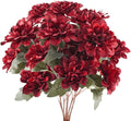 Uieke 6PCS Artificial Daisy Mums Flowers with Stem, Silk Gerbera Daisies Flowers Arrangement for Home Party Wedding Bridesmaid Bouquets Christmas Table Centerpieces Decor (Burgundy Red)
