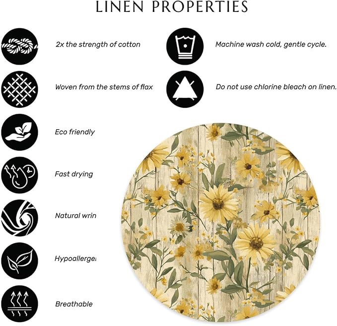 Flower Round Placemat Set of 4 Elegant Linen Table Mats for Dining, Heat Resistant, Stain Resistant Perfect for Dinner Parties, Restaurants, and Everyday Use