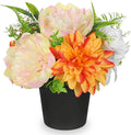 Yellow Artificial Flowers Small Fake Flowers in Vase Peonies Dahlia Tiger Lily Potted Silk Flower Arrangements Faux Plants & Flowers Home Bathroom Kitchen Table Centerpieces Desk Decor