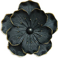 Metal Flower Wall Art Decor, 9" Rustic Modern Floral Sculpture, Distressed Iron Wall Hanging Home Decoration Accent Artworks for Indoor Kitchen Bedroom Living Office Outdoor Garden Patio (35C-Black)