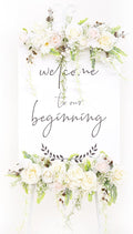 Pack of 2 Wedding Arch Decorations Artificial Hanging Flowers Floral Swag for Wedding Welcome Sign Backdrop Balloon Arch Home Party Bridal Ceremony Reusable(White Rattan)
