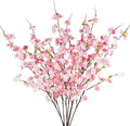 8 Pcs Artificial Cherry Blossom Flowers 40" Faux Silk Cherry Blossom Stems Fake Real Touch Peach Branches for Wedding Home Garden Japanese Decor Pink