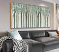 VEAEE Framed Birch Tree Wall Art - Living Room Wall Decor, Abstract Nature Forest Landscape Canvas Pictures, Teal Trees Paintings - Scenic Picture and Modern Home Decor for Bedroom Office 20" x 40"