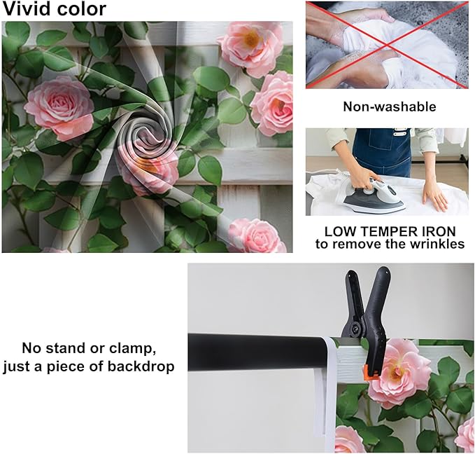 Baocicco 10x7ft Flowers Fence Backdrop Photography Pink Rose Green Leaves White Spring Floral Farmhouse Background for Bridal Shower Wedding Birthday Party Backdrops Decoration Photo Prop Photoshoot