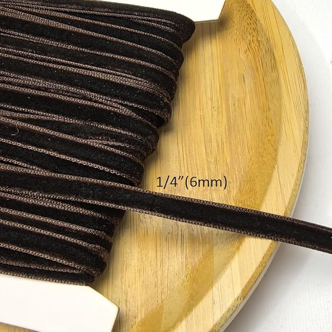 Chenkou Craft Coffee 25 Yards 1/4" Velvet Ribbon Lots Bulk (Coffee, 1/4"(6mm))